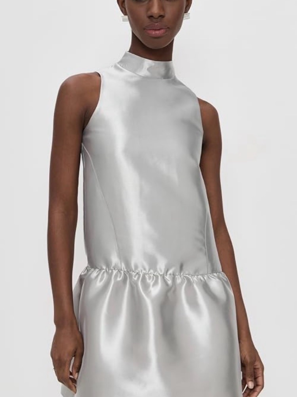NWT ALIGNE Blaze Satin Mini Dress in Silver